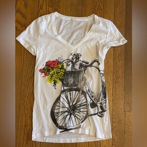 Graphic Tee with Bicycle and Dog Print size medium j. Crew factory